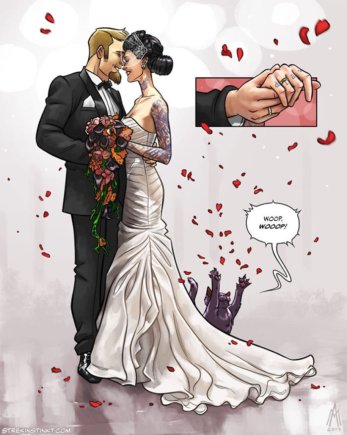 Somos una pareja que ilustra sus problemas diarios con un toque surreal
