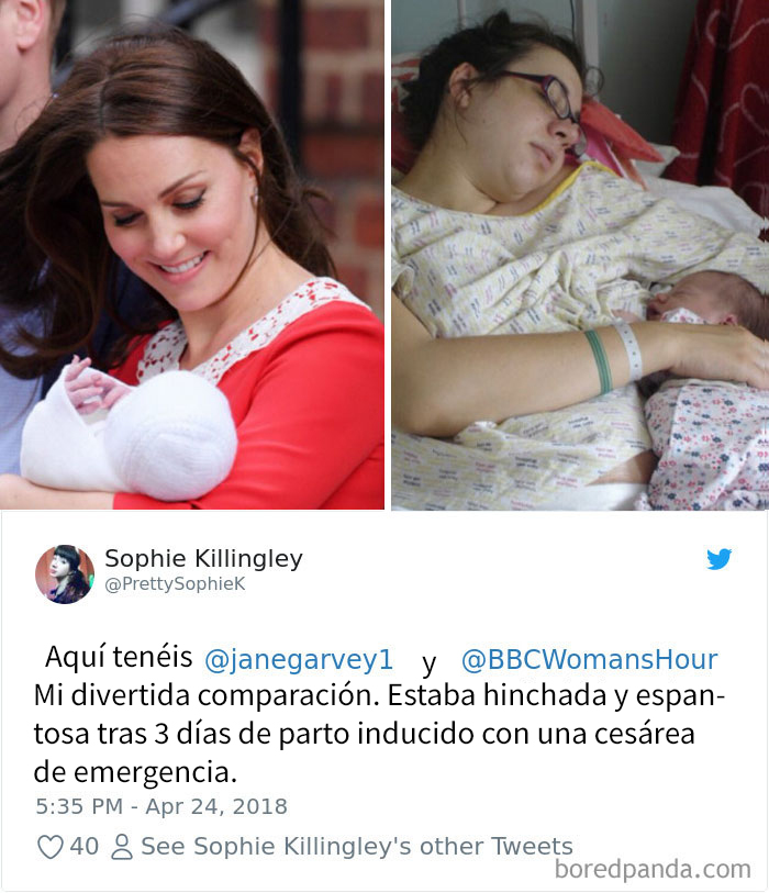 Mujeres comparten sus fotos post-parto para mostrar lo diferente que fue para ellas tras ver a Kate Middleton impecable tras dar a luz