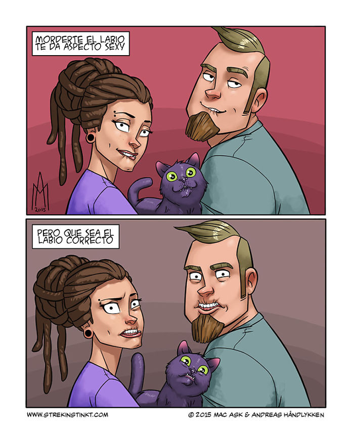 Somos una pareja que ilustra sus problemas diarios con un toque surreal