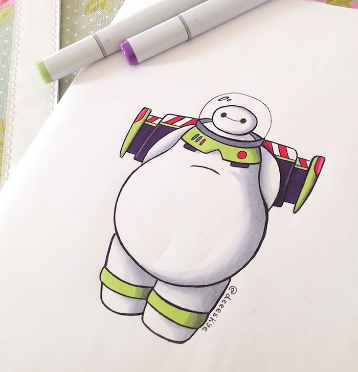Esta ilustradora autodidacta de 18 años ha reimaginado a Baymax como otros  personajes de Disney | Bored Panda