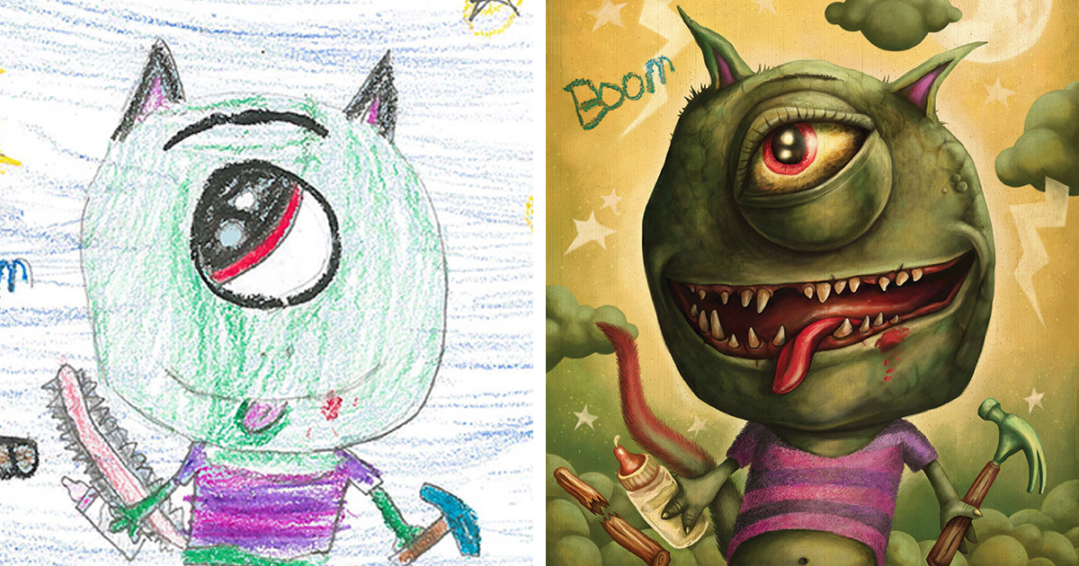 Artistas profesionales recrean dibujos infantiles de monstruos en su propio  estilo | Bored Panda