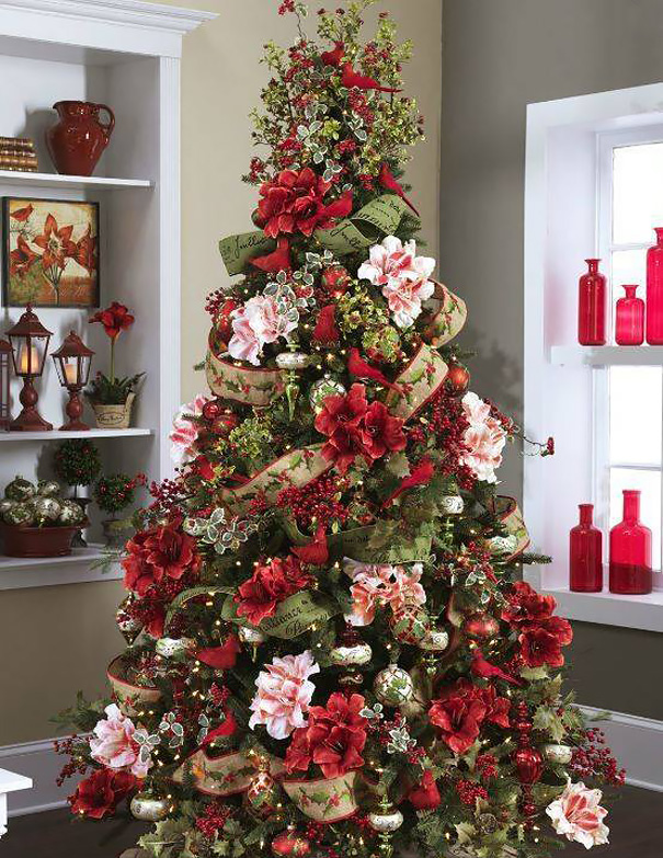 Details 48 árboles de navidad decorados con flores
