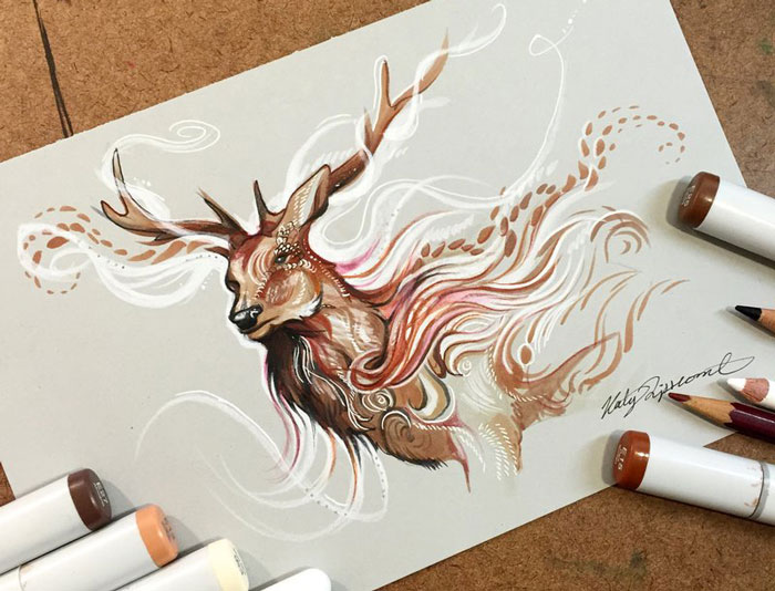 Espíritus de animales salvajes en ilustraciones a lápiz y rotulador, por  Katy Lipscomb (Entrevista) | Bored Panda