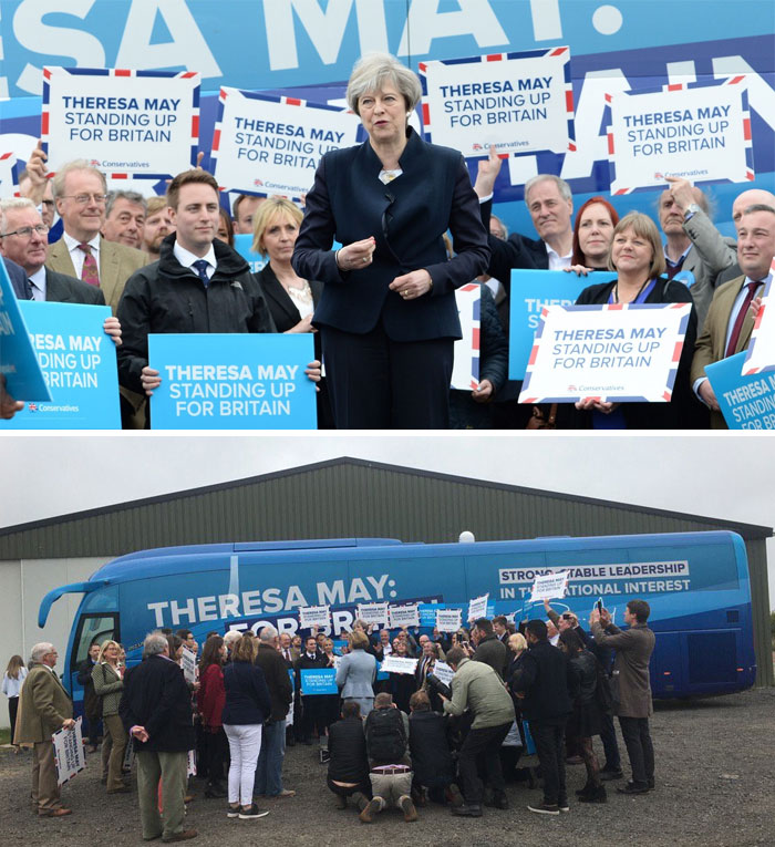 Theresa May En El Lanzamiento De Su Autobús De Campaña En Northumberland