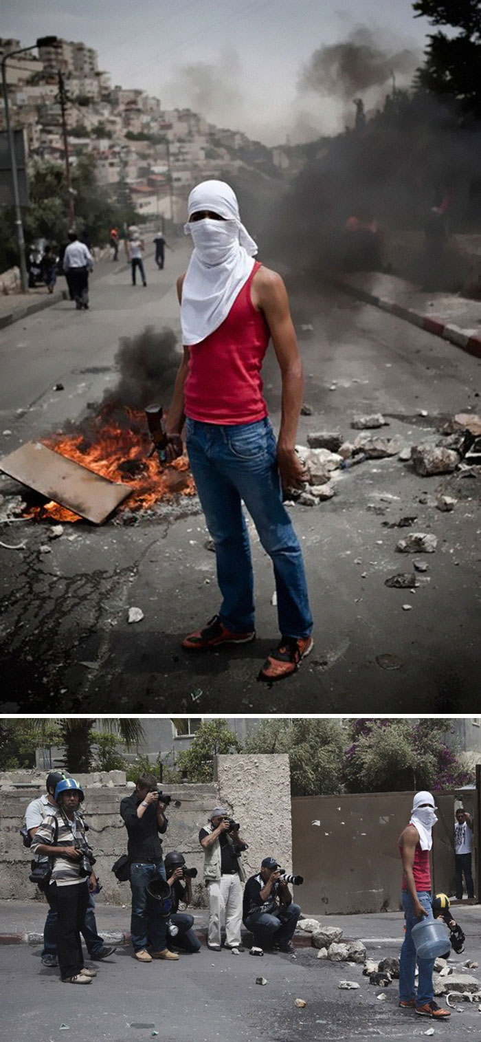 El Fotógrafo Ruben Salvadori Cubrió El Conflicto Entre Soldados Israelíes Y Jóvenes Palestinos. Esta Foto Fue Preparada Con La Ayuda De Un Joven Palestino