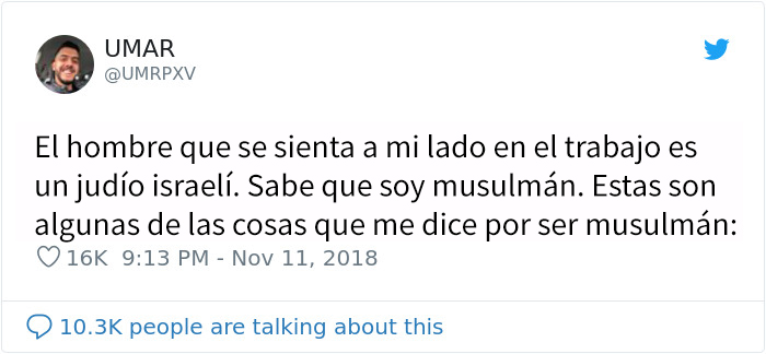 Este hombre musulmán comparte en Twitter como le trata cada día su compañero judío