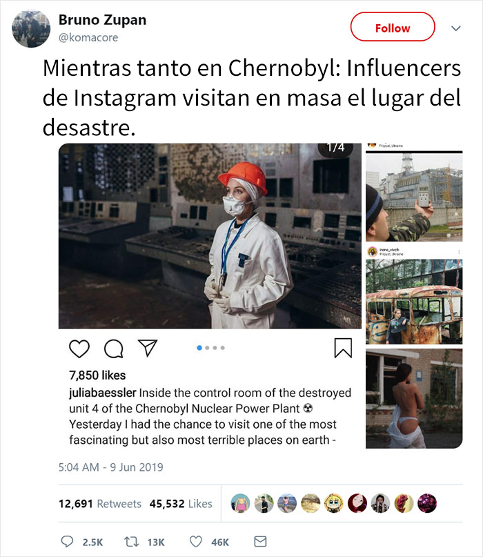 El creador de la serie de HBO "Chernobyl" amonesta a los influencers tras ver estas fotos