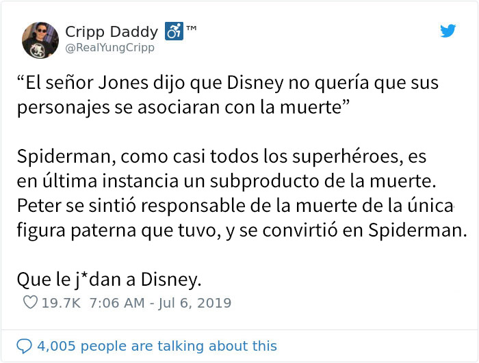 Reacciones ante la negativa de Disney a permitir a un padre de luto poner a Spiderman en la tumba de su hijo de 4 años