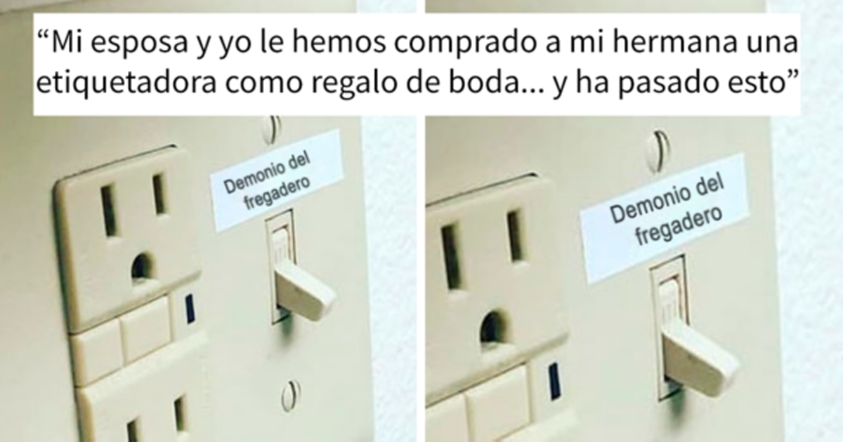 Este hombre le regaló una etiquetadora a su hermana y ahora ella hace que todo el mundo se parta de risa