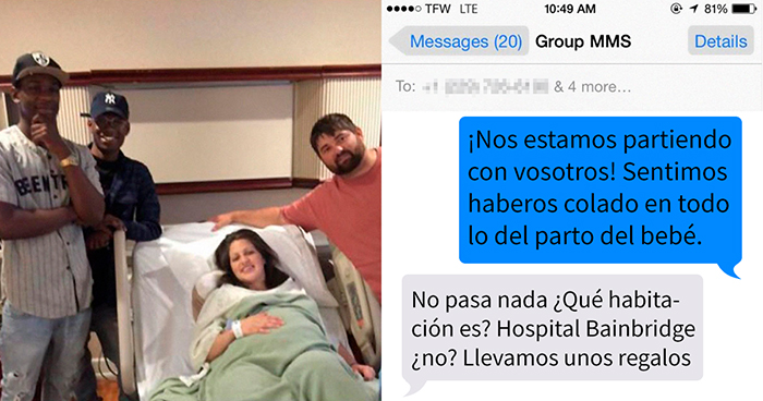 Esta familia envió sin querer un mensaje sobre un parto a unos desconocidos, ellos les visitaron y trajeron regalos para el bebé