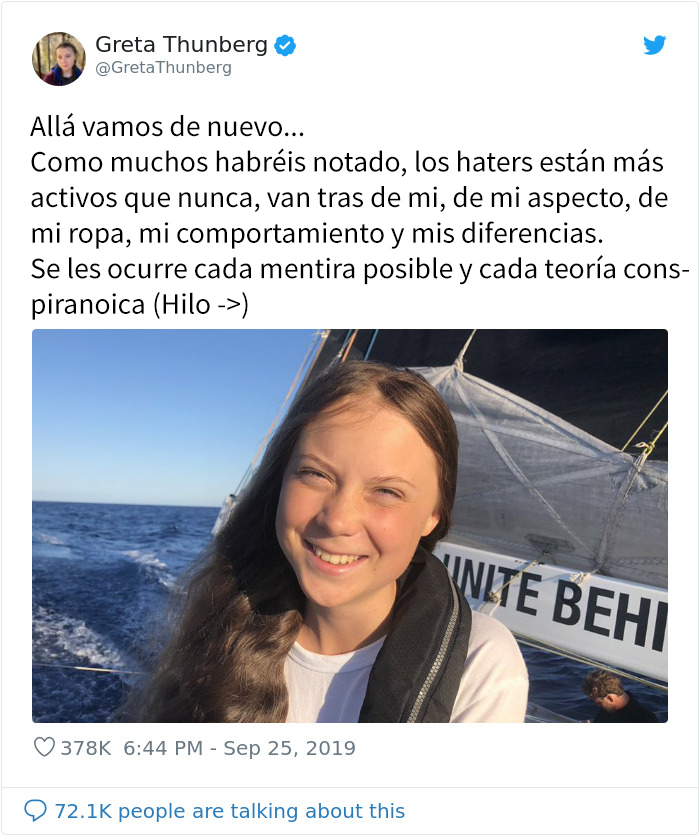 La activista Greta Thunberg deja por el suelo a sus críticos en un hilo viral de Twitter
