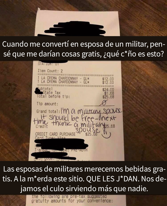 Esta presuntuosa esposa de un militar perdió la cabeza cuando un restaurante le hizo pagar el vino que había pedido