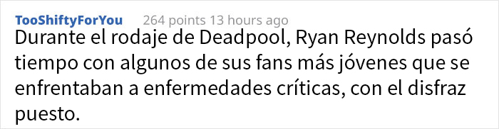 Se vuelve viral la estupenda respuesta de Ryan Reynolds a esta víctima de un incendio que hace cosplay de Deadpool
