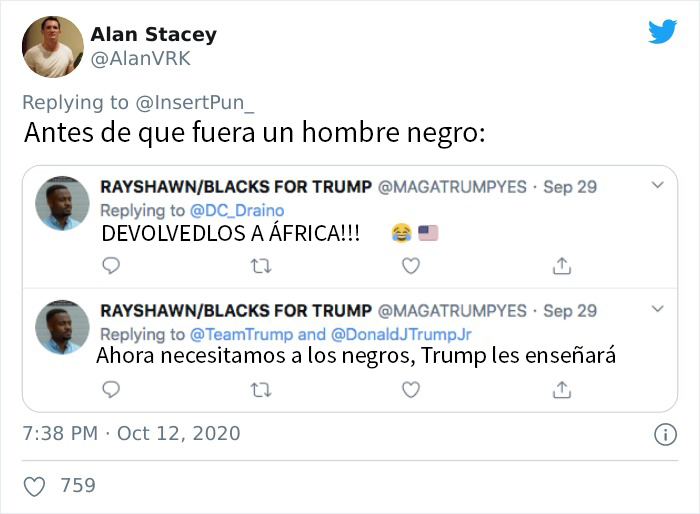 Este falso votante negro de Trump en Twitter olvidó recortar la etiqueta de búsqueda de su foto de perfil, y la gente se ríe de él