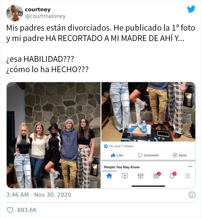 900000 Personas en Twitter se parten de risa con este padre que borró a su ex-mujer de una foto familiar antes de publicarla