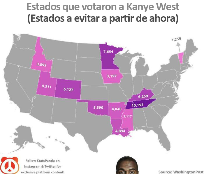 Estados que votaron a Kanye West