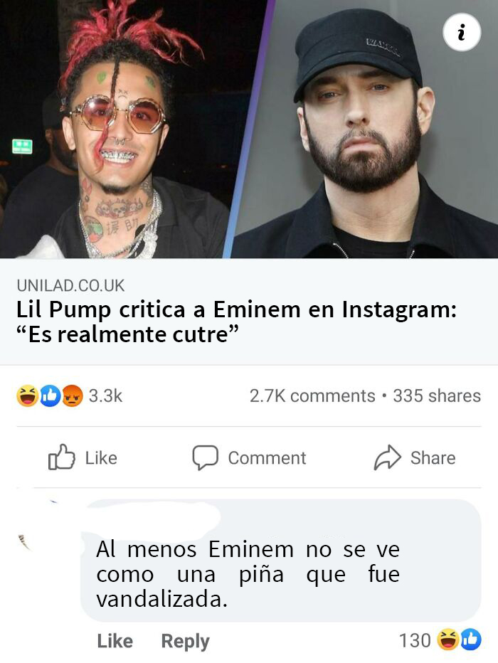 Esto sucedió en una publicación de Facebook sobre Lil Pump y Eminem