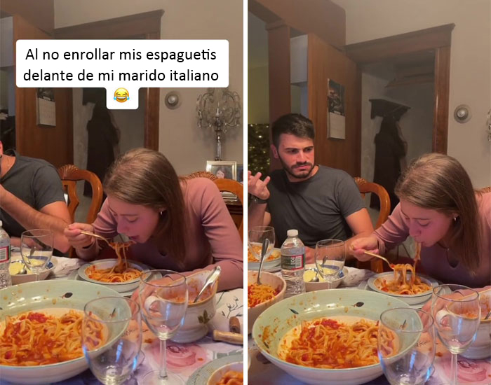 Al no enrollar mis espaguetis delante de mi marido italiano