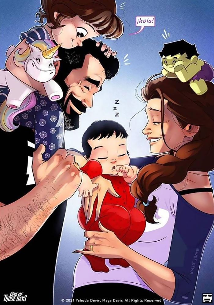 La familia Devir da la bienvenida a su hijo al mundo, y muestran cómo les va en 16 divertidos cómics