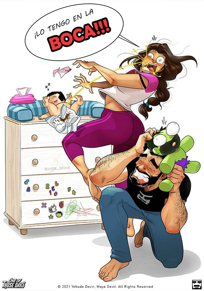 La familia Devir da la bienvenida a su hijo al mundo, y muestran cómo les va en 16 divertidos cómics