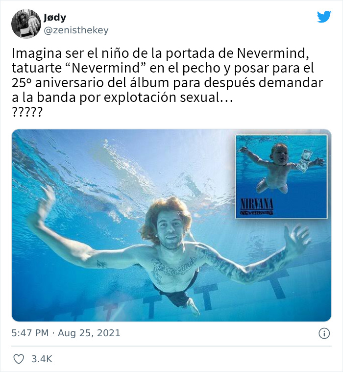El bebé del “Nevermind” de Nirvana cumplió 30 años y decidió demandar a la banda por más de 2$ millones, así que la gente se burla de él