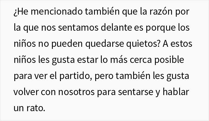 Una Karen roba los asientos a esta familia en un partido de f&uacute;tbol y les dice que se coloquen detr&aacute;s de ella, pero se arrepinti&oacute; enseguida