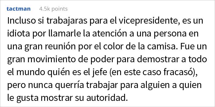 Piden a un ingeniero que no vuelva a la reunión sin llevar camisa blanca y lo cumple con tanta malicia que gana la discusión Piden a un ingeniero que no vuelva a la reunión sin llevar camisa blanca y lo cumple con tanta malicia que gana la discusión
