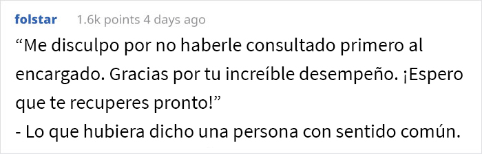 Este jefe critica a un empleado con fractura &oacute;sea por sentarse en un taburete, pero cambia el tono de inmediato cuando este decide renunciar