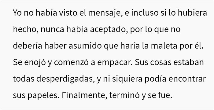 “Él me suplicó, pero le dije que no”: esta mujer preguntó si se equivocó luego de que su esposo perdiera su vuelo porque ella no empacó su maleta “Él me suplicó, pero le dije que no”: esta mujer preguntó si se equivocó luego de que su esposo perdiera su vuelo porque ella no empacó su maleta
