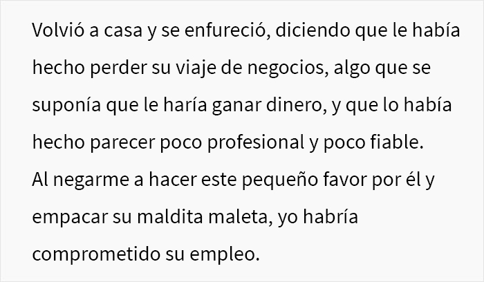 “Él me suplicó, pero le dije que no”: esta mujer preguntó si se equivocó luego de que su esposo perdiera su vuelo porque ella no empacó su maleta “Él me suplicó, pero le dije que no”: esta mujer preguntó si se equivocó luego de que su esposo perdiera su vuelo porque ella no empacó su maleta