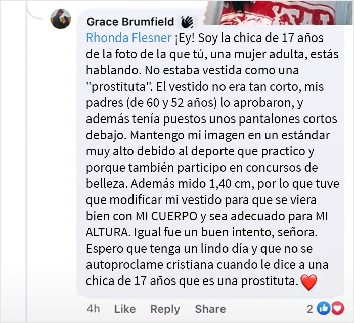 Esta joven de 17 años está asombrada de recibir muchos comentarios odiosos luego de que la madre de su novio publicara sus fotos del baile de homecoming en Facebook Esta joven de 17 años está asombrada de recibir muchos comentarios odiosos luego de que la madre de su novio publicara sus fotos del baile de homecoming en Facebook