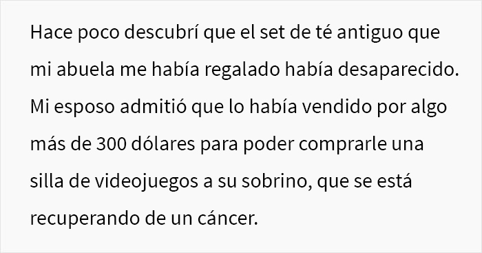 Este esposo vendi&oacute; el juego de t&eacute; antiguo de su esposa por 300$ con una excusa, y ella vendi&oacute; la Xbox de &eacute;l para recuperarlo