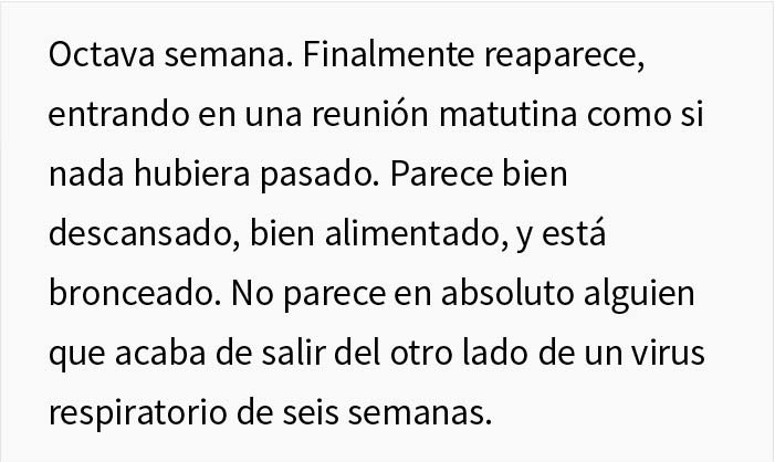 Este jefe desapareci&oacute; durante 8 semanas diciendo que ten&iacute;a Covid, un empleado descubri&oacute; la verdad y organiz&oacute; una fiesta para revelar d&oacute;nde estaba realmente