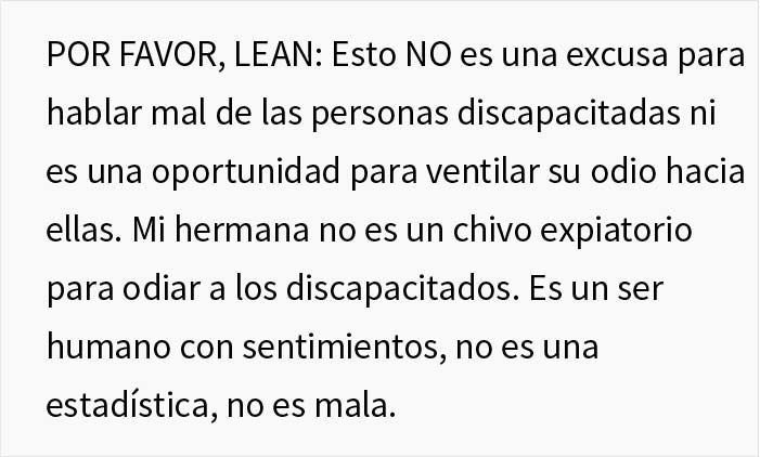 "Lean detenidamente": Esta novia se niega a invitar a su hermana autista a su boda porque no puede comprender los l&iacute;mites