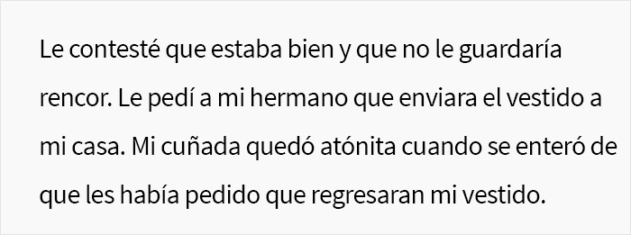 La invitación de bodas de esta mujer fue anulada, por lo que se llevó el vestido que prometió prestar a la novia