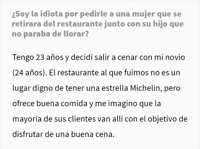 Esta mujer le pidió a la madre de un niño gritón que lo llevara fuera del restaurante para que los demás comensales pudieran estar en paz, y se desató el drama Esta mujer le pidió a la madre de un niño gritón que lo llevara fuera del restaurante para que los demás comensales pudieran estar en paz, y se desató el drama