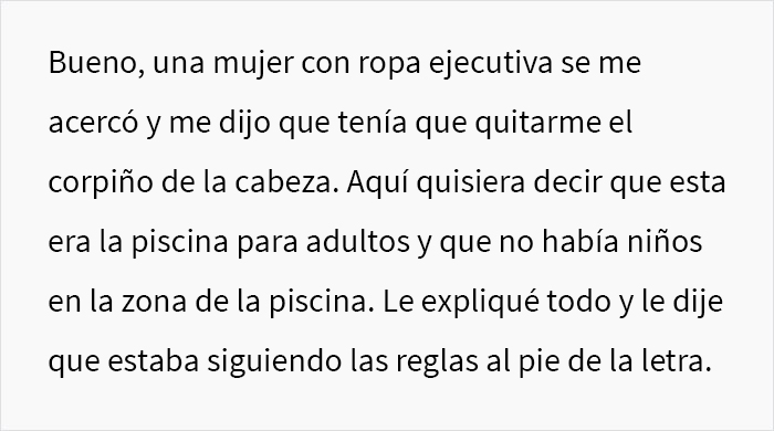 Le pidieron a una mujer con una mastectom&iacute;a doble que usara corpi&ntilde;o en la piscina, ella sigui&oacute; la regla al pie de la letra en su cumplimiento malicioso