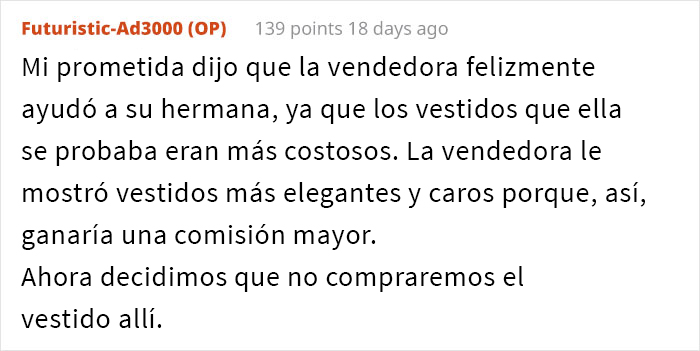 Este chico desinvit&oacute; de su boda a la familia de su prometida despu&eacute;s de que la ningunearan comprando el vestido