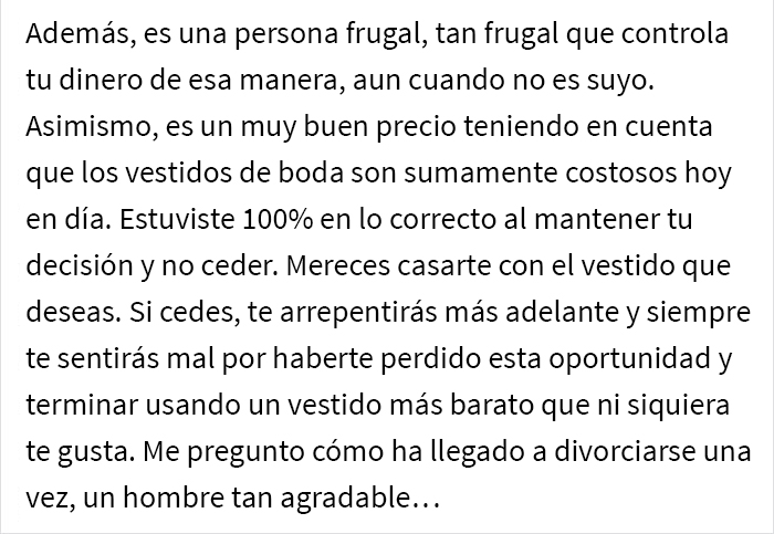 &ldquo;Las novias inteligentes ahorran dinero&rdquo;: este prometido se enfureci&oacute; al enterarse de que su futura esposa hab&iacute;a gastado $400 en un vestido de novia