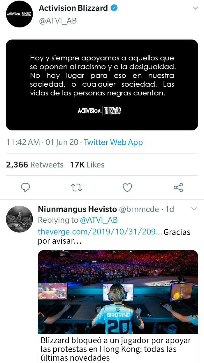 Blizzard alienta a algunas personas a luchar por su causa, y mientras tanto...