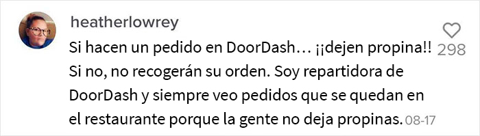 Esta repartidora de DoorDash revel&oacute; c&oacute;mo afectan las propinas en la hora de entrega de un pedido de comida, y mostr&oacute; una orden de McDonald&rsquo;s que tard&oacute; 1 hora en ser recogida