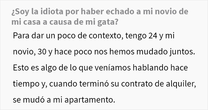 Esta mujer pregunta si fue una idiota por echar a su novio de su apartamento al descubrirlo habl&aacute;ndole de mala manera a su gata