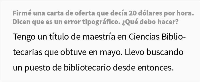 Esta persona consigui&oacute; un trabajo de 20$ la hora, pero en el cheque le pagaron la mitad porque "el contrato ten&iacute;a un error"