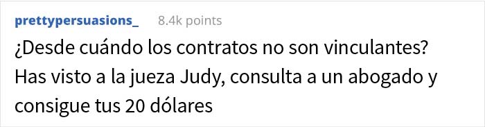 Esta persona consigui&oacute; un trabajo de 20$ la hora, pero en el cheque le pagaron la mitad porque "el contrato ten&iacute;a un error"