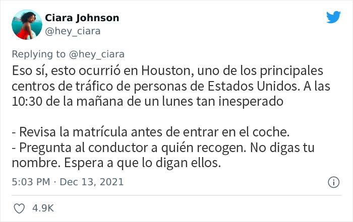 Una mujer tuitea la historia de cómo comprobar la matrícula de un conductor de Uber la salvó de una posible trata de personas