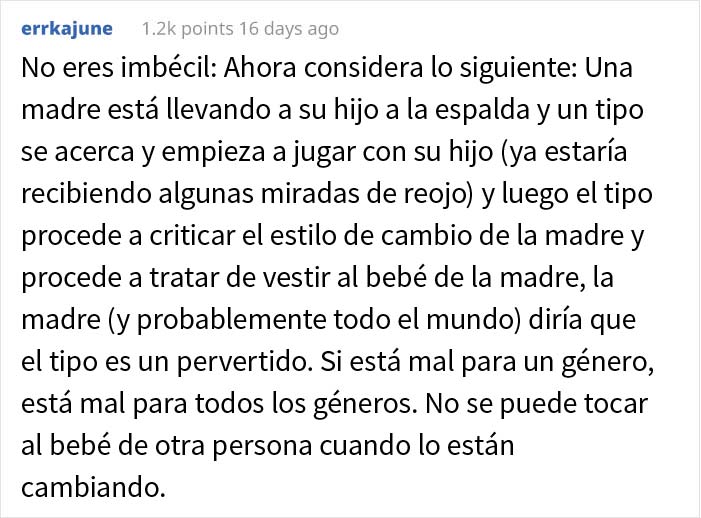 Este padre pregunta si se equivoc&oacute; por hacer llorar a una mujer que le dec&iacute;a c&oacute;mo deb&iacute;a limpiar y vestir a su beb&eacute;