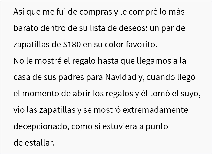 Este hombre se enfureci&oacute; con su esposa frente a su familia porque ella hab&iacute;a comprado los regalos m&aacute;s baratos de la lista y le dijo que hab&iacute;a arruinado la Navidad