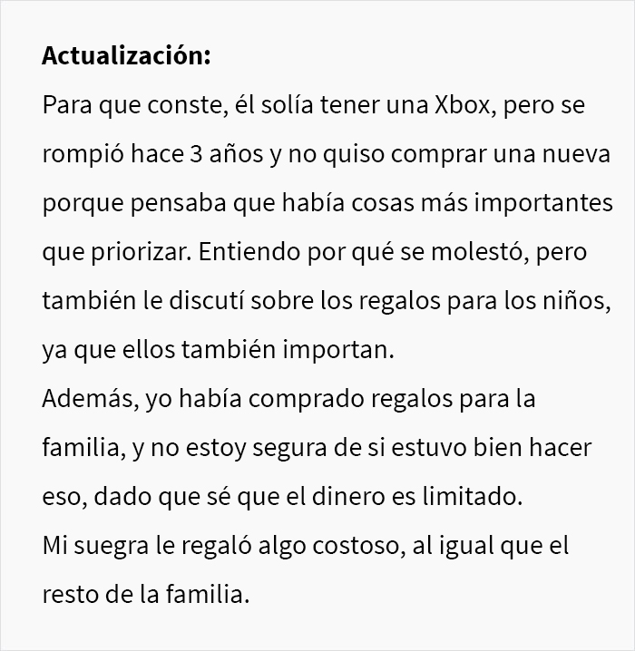 Este hombre se enfureci&oacute; con su esposa frente a su familia porque ella hab&iacute;a comprado los regalos m&aacute;s baratos de la lista y le dijo que hab&iacute;a arruinado la Navidad