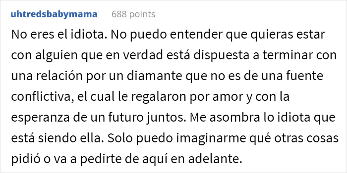 “¿Soy idiota por comprarle a mi prometida un diamante fabricado en un laboratorio y negarme a cambiarlo por una piedra natural?” “¿Soy idiota por comprarle a mi prometida un diamante fabricado en un laboratorio y negarme a cambiarlo por una piedra natural?”
