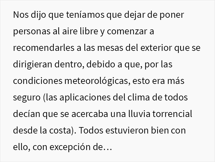Esta grosera Karen no escuch&oacute; las advertencias del camarero sobre la lluvia e hizo que todo su grupo perdiera la mesa